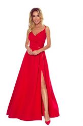 Czerwona Maxi Sukienka na Ramiączkach z Kopertowym Dekoltem. Czerwone sukienki damskie NUMOCO, bez wzorów, z elastanu, wizytowe, bez ramiączek. Za 357.90 zł.
