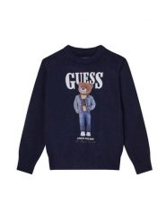 Guess Sweter N6RR01 Z2ZK2 Granatowy Regular Fit. Niebieskie swetry chłopięce Guess, z wiskozy, bez kołnierzyka. Za 219.99 zł.