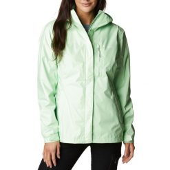Kurtka przeciwdeszczowa turystyczna damska Columbia Pouring Adventure II Jacket. Zielone kurtki damskie Columbia, m, bez wzorów, bez kaptura. Za 347.65 zł.