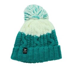 Czapka z pomponem – rozmiar uniwersalny – podszewka – unisex (zielono-biała). Zielone czapki damskie SURF MONKEY, bez wzorów, z materiału. Za 179.95 zł.