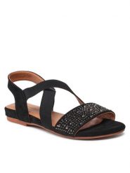 Jenny Fairy Sandały WS21128-05 Czarny. Czarne sandały damskie Jenny Fairy, bez wzorów, z materiału, bez obcasa, na płaskiej podeszwie, bez zapięcia. Za 65.99 zł.