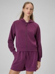 4F Bluza dresowa regular z modalem damska - burgundowa XXL. Czerwone bluzy damskie 4F, xxl, bez wzorów, z dresówki. Za 199.99 zł.