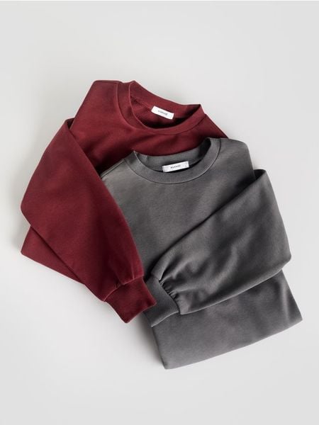 Gładka bluza z bawełną - ciemnoszary. Szare bluzy damskie Reserved, l, bez wzorów, z bawełny, bez kaptura. W wyprzedaży za 39.99 zł.