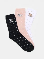 Długie skarpety z haftem 3 pack - wielobarwny. Skarpetki damskie Sinsay, bez wzorów. Za 15.99 zł.