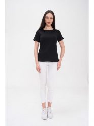 Basics & More Koszulka w kolorze czarnym rozmiar: M. Czarne bluzki damskie Basics & More, m, bez wzorów, z bawełny, bez kołnierzyka, bez ramiączek. Za 87.81 zł.