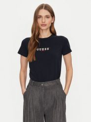 Guess Jeans T-Shirt W5RI54 J1314 Granatowy Regular Fit. Niebieskie t-shirty damskie Guess Jeans, xs, z aplikacjami, z bawełny, bez kołnierzyka. Za 79.99 zł.