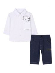 Karl Lagerfeld Kids Komplet koszula i spodnie materiałowe Z30505 M Granatowy Regular Fit. Niebieskie spodnie niemowlęce Karl Lagerfeld Kids, bez wzorów, z bawełny. Za 379.99 zł.