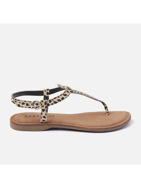 Lazamani Skórzane sandały w kolorze beżowo-brązowym rozmiar: 39. Brązowe sandały damskie Lazamani, bez wzorów, z otwartym noskiem, bez obcasa, bez zapięcia. Za 136.13 zł.