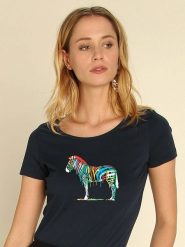 WOOOP Koszulka "Fresh Paint" w kolorze granatowym rozmiar: XL. Niebieskie koszulki damskie Wooop, xl, bez wzorów, z bawełny, bez kołnierzyka, bez ramiączek. Za 39.45 zł.