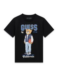 Guess Kids T-Shirt 183039 Czarny Classic Fit. Czarne t-shirty i koszulki chłopięce Guess Kids, z aplikacjami, bez kołnierzyka, bez ramiączek. Za 94.99 zł.