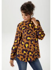 Aniston Bluzka w kolorze karmelowo-żółtym rozmiar: 38. Brązowe bluzki damskie Aniston, bez wzorów, z wiskozy, bez kołnierzyka, bez ramiączek. Za 69.58 zł.