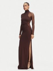 Elisabetta Franchi Sukienka wieczorowa AB-R22-62E2-V600 Brązowy Slim Fit. Brązowe sukienki damskie Elisabetta Franchi, bez wzorów, z wiskozy, wizytowe, bez ramiączek. Za 2,549.00 zł.