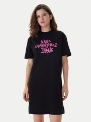Karl Lagerfeld Jeans Sukienka codzienna B1W13043 Czarny Regular Fit. Czarne sukienki damskie Karl Lagerfeld Jeans, bez wzorów, z bawełny, bez ramiączek. Za 439.99 zł.