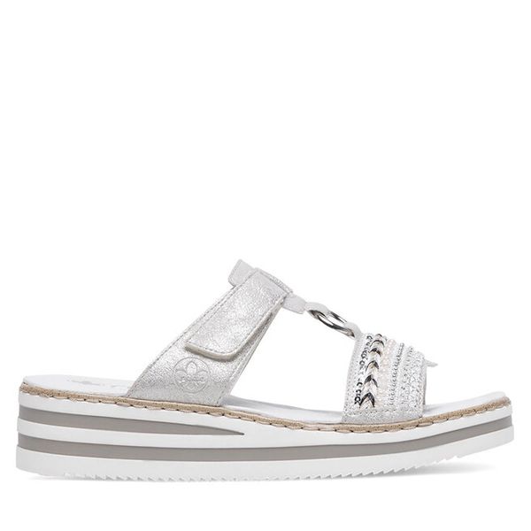 Klapki Rieker. Szare klapki damskie Rieker, bez wzorów, bez obcasa, bez zapięcia. Za 209.99 zł.