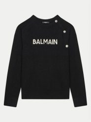 Balmain Sweter BV9B00-Z2409 Czarny Regular Fit. Czarne swetry dziewczęce Balmain, bez wzorów, z syntetyku, bez kołnierzyka, bez ramiączek. Za 1,749.00 zł.