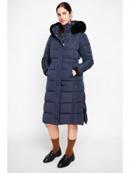 ASSUILI Płaszcz pikowany w kolorze granatowym rozmiar: 42. Niebieskie płaszcze damskie Assuili, bez wzorów, bez kaptura. Za 274.10 zł.