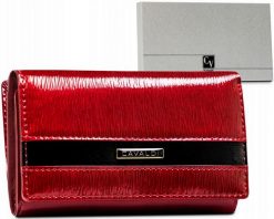 Portfel skórzany 4U Cavaldi [DH] H29-2-SH9 czerwony. Czerwone portfele damskie 4U Cavaldi, bez wzorów, z lakierowanej skóry. Za 75.99 zł.