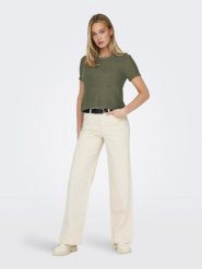 ONLY Koszulka "Sunny" w kolorze khaki rozmiar: XL. Brązowe bluzki damskie Only, xl, bez wzorów, bez kołnierzyka, bez ramiączek. Za 48.28 zł.