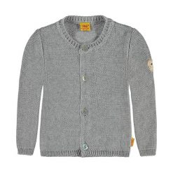 Sweter rozpinany w kolorze szarym. Szare bluzy niemowlęce Steiff, z bawełny, z okrągłym kołnierzem. W wyprzedaży za 112.95 zł.