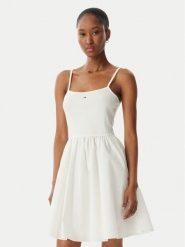 Tommy Jeans Sukienka letnia DW0DW22352 Biały Slim Fit. Białe sukienki damskie Tommy Jeans, bez wzorów, z bawełny, bez ramiączek. Za 289.99 zł.