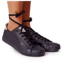 Damskie Eko-Skóra Tenisówki Cross Jeans HH2R4003C Czarne. Czarne trampki damskie bez wzorów, z jeansu, bez zapięcia. Za 182.49 zł.