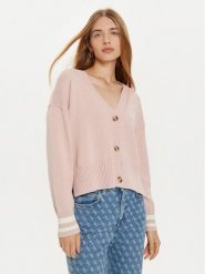 Guess Jeans Kardigan W4BR81 Z3HM1 Różowy Regular Fit. Czerwone kardigany damskie Guess Jeans, l, z aplikacjami, z bawełny. Za 339.99 zł.