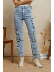 Plume Dżinsy "Mollo" - Slim fit - w kolorze błękitnym rozmiar: XL. Niebieskie jeansy damskie Plume, z podwyższonym stanem. Za 180.06 zł.