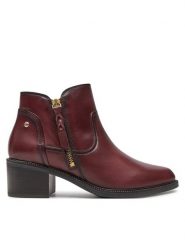Pikolinos Botki W2D-8674 Bordowy. Czerwone botki damskie Pikolinos, ze skóry, bez obcasa, na słupku, bez zapięcia. Za 699.99 zł.