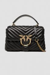 PINKO Czarna torebka Love Lady Puff Mini CL. Czarne torebki wieczorowe damskie Pinko, bez wzorów, ze skóry, bez dodatków. W wyprzedaży za 1,479.99 zł.