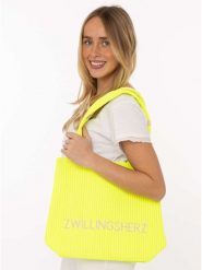 Zwillingsherz Shopper bag "Zwillingsherz" w kolorze jaskrawożółtym - 40 x 30 cm rozmiar: onesize. Żółte shopper bag Zwillingsherz, bez wzorów, z materiału, na ramię, bez dodatków. Za 109.26 zł.