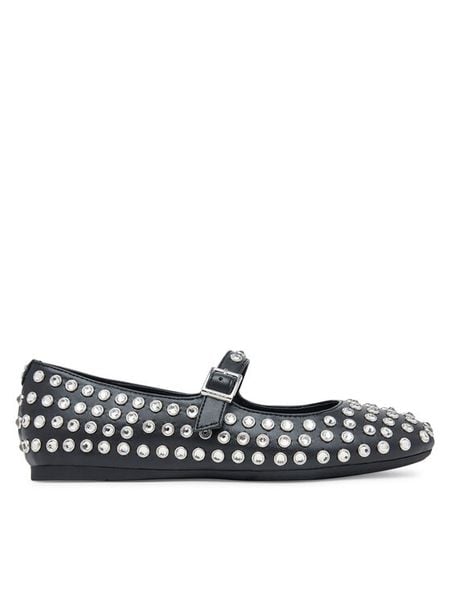 Guess Baleriny FLTKDL ELE02 Czarny. Czarne balerinki damskie Guess, z aplikacjami, ze skóry. Za 339.99 zł.