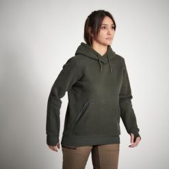 Bluza damska z kapturem. Zielone bluzy damskie SOLOGNAC, m, bez wzorów, z materiału, z kapturem. Za 169.99 zł.