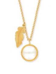 Engelsrufer Pozłacany naszyjnik "Glory Feather" z perłą - dł. 42 cm rozmiar: onesize. Białe naszyjniki damskie Engelsrufer, z perłą, pozłacane. Za 274.10 zł.