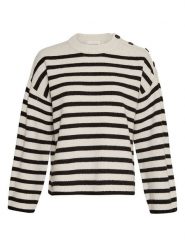 MOSS COPENHAGEN Sweter "Carina" w kolorze biało-czarnym rozmiar: M/L. Białe swetry klasyczne damskie Moss Copenhagen, l, z wełny, bez kołnierzyka. Za 166.88 zł.