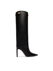 Elisabetta Franchi Kozaki SA-98L-67E2-V850 Czarny. Czarne kozaki damskie Elisabetta Franchi, ze skóry, bez obcasa, na szpilce, bez zapięcia. Za 3,659.00 zł.