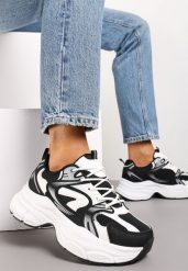 Czarne Sneakersy na Masywnej Podeszwie z Siateczką Kubbia. Czarne obuwie sportowe damskie Renee, bez zapięcia. Za 99.99 zł.