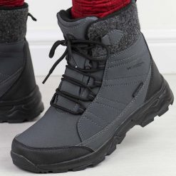 Szare zimowe śniegowce damskie z membraną i Softshell Vanhorn 34065. Szare śniegowce damskie Vanhorn, ze skóry. Za 199.00 zł.