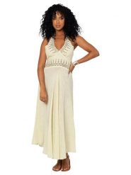 Aller Simplement Sukienka w kolorze kremowym rozmiar: 34-40. Brązowe sukienki damskie Aller Simplement, bez wzorów, z bawełny, bez ramiączek. Za 100.99 zł.