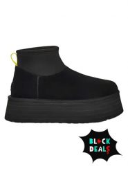 UGG Skórzane botki "Classic Mini Dipper" w kolorze czarnym rozmiar: 39. Czarne botki damskie Ugg, ze skóry, bez obcasa, na platformie, bez zapięcia. Za 724.78 zł.