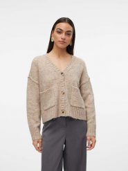 Vero Moda Kardigan w kolorze beżowym rozmiar: L. Brązowe kardigany damskie Vero Moda, l, bez wzorów, z wełny. Za 133.95 zł.