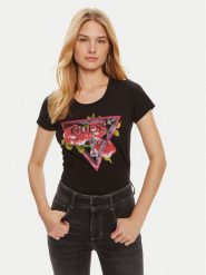 Guess T-Shirt W4YI71 J1314 Czarny Regular Fit. Czarne t-shirty damskie Guess, xs, z aplikacjami, z bawełny, bez kołnierzyka. Za 109.99 zł.