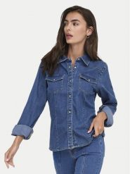 ONLY Koszula jeansowa Sasia 15352339 Niebieski Slim Fit. Niebieskie koszule damskie Only, xs, bez wzorów, z bawełny, bez kołnierzyka, bez ramiączek. Za 129.99 zł.