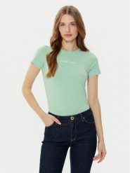 Guess Jeans T-Shirt W4YI01 J1314 Zielony Regular Fit. Zielone t-shirty damskie Guess Jeans, xs, z aplikacjami, z bawełny, bez kołnierzyka. Za 89.99 zł.