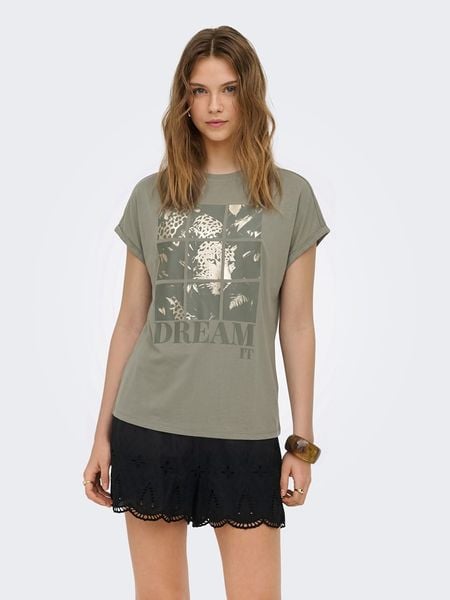 ONLY Koszulka w kolorze khaki rozmiar: M. Brązowe bluzki damskie Only, m, bez wzorów, bez kołnierzyka, bez ramiączek. Za 81.95 zł.