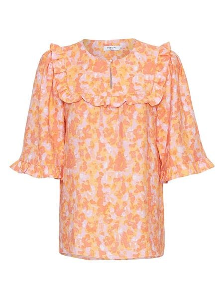 MOSS COPENHAGEN Bluzka "Taila" w kolorze pomarańczowym rozmiar: M. Pomarańczowe bluzki damskie Moss Copenhagen, m, bez wzorów, z wiskozy, klasyczne, bez kołnierzyka, bez ramiączek. Za 88.02 zł.
