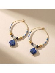 Nomad Pozłacane kolczyki-kreole z perłami i lapis lazuli rozmiar: onesize. Niebieskie kolczyki damskie Nomad, z lazurytem, pozłacane. Za 129.45 zł.