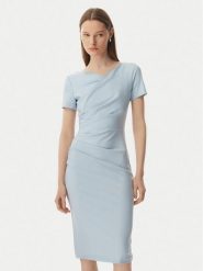 Rinascimento Sukienka koktajlowa CFC0129420003 Niebieski Slim Fit. Niebieskie sukienki damskie Rinascimento, bez wzorów, z syntetyku, wizytowe, bez ramiączek. Za 609.99 zł.
