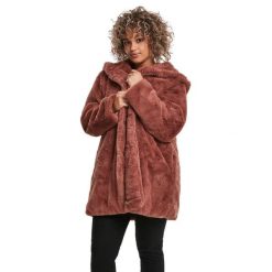 Płaszcz damski z kapturem Urban Classics Teddy. Czerwone płaszcze damskie Urban Classics, m, bez wzorów, z kapturem. Za 304.00 zł.