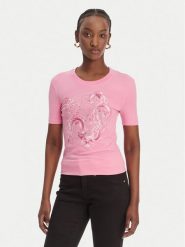 Versace Jeans Couture T-Shirt 80HAHE01 CJ02E Różowy Slim Fit. Czerwone t-shirty damskie Versace Jeans Couture, xl, bez wzorów, z bawełny, bez kołnierzyka. Za 739.99 zł.