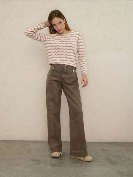 Jeansy wide leg z efektem sprania - brązowy. Brązowe jeansy damskie Sinsay. Za 69.99 zł.